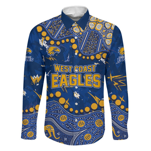 Personalized West Coast Eagles Family Matching Mermaid Dress and Hawaiian Shirt Aboriginal Pattern with Graffiti Style