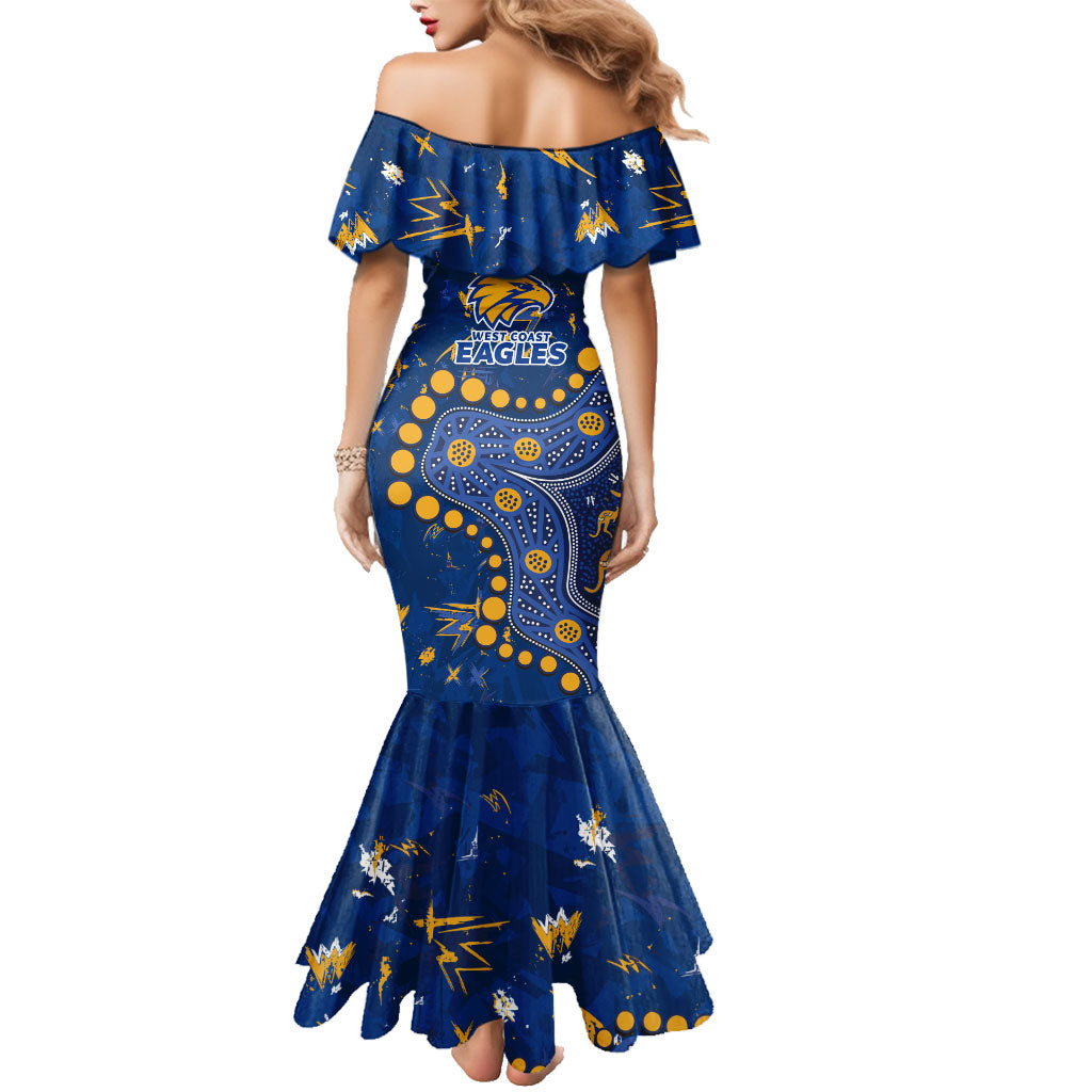 Personalized West Coast Eagles Family Matching Mermaid Dress and Hawaiian Shirt Aboriginal Pattern with Graffiti Style