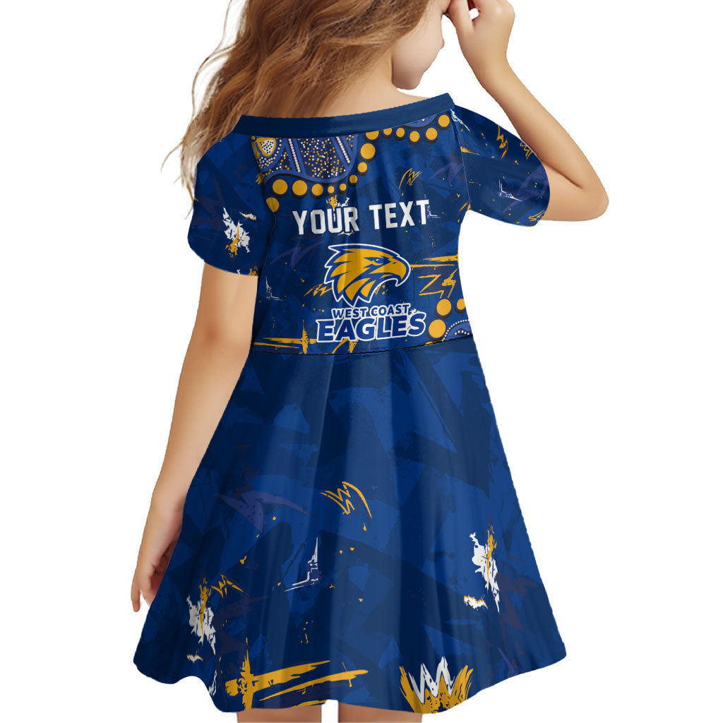 Personalized West Coast Eagles Family Matching Off The Shoulder Long Sleeve Dress and Hawaiian Shirt Aboriginal Pattern with Graffiti Style
