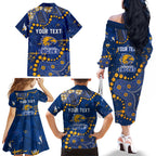 Personalized West Coast Eagles Family Matching Off The Shoulder Long Sleeve Dress and Hawaiian Shirt Aboriginal Pattern with Graffiti Style