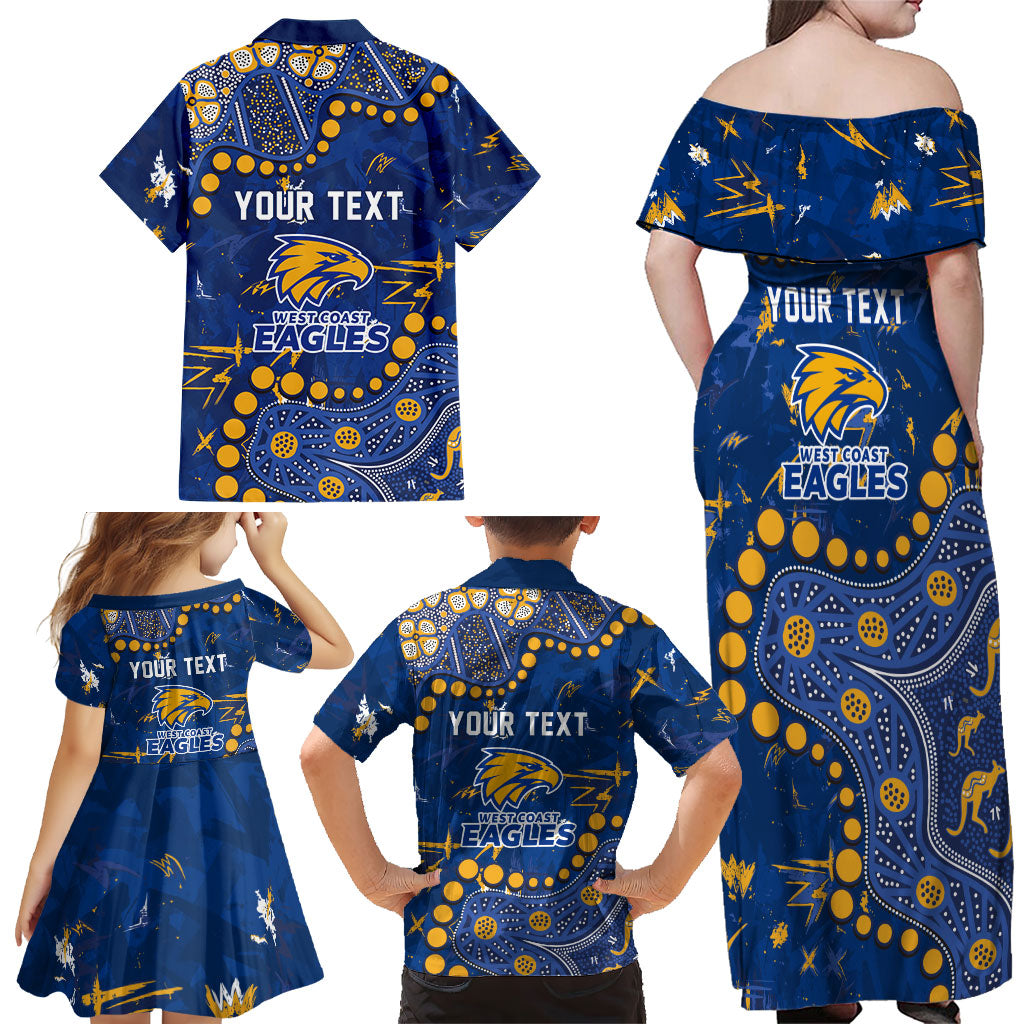 Personalized West Coast Eagles Family Matching Off Shoulder Maxi Dress and Hawaiian Shirt Aboriginal Pattern with Graffiti Style