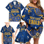 Personalized West Coast Eagles Family Matching Off Shoulder Short Dress and Hawaiian Shirt Aboriginal Pattern with Graffiti Style