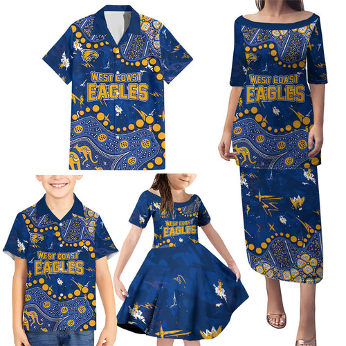 Personalized West Coast Eagles Family Matching Puletasi and Hawaiian Shirt Aboriginal Pattern with Graffiti Style