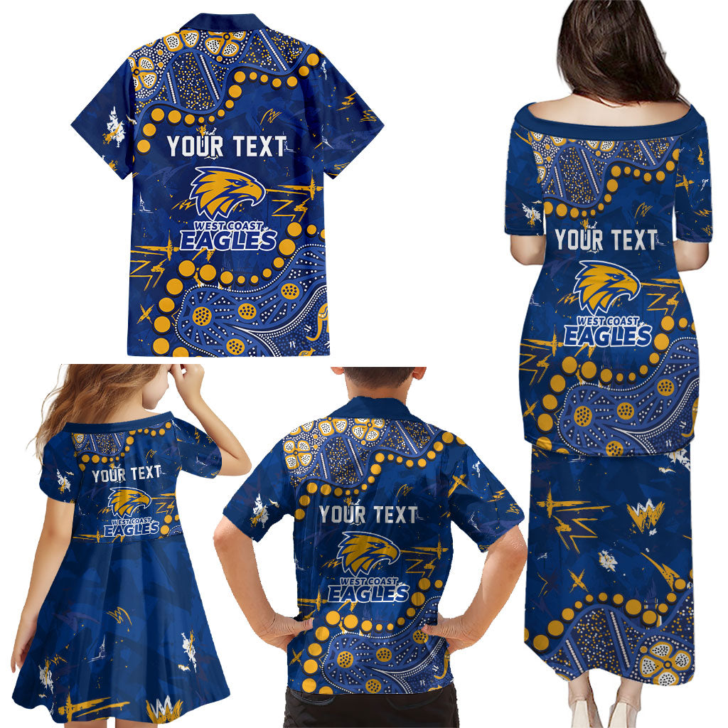 Personalized West Coast Eagles Family Matching Puletasi and Hawaiian Shirt Aboriginal Pattern with Graffiti Style