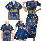 Personalized West Coast Eagles Family Matching Short Sleeve Bodycon Dress and Hawaiian Shirt Aboriginal Pattern with Graffiti Style