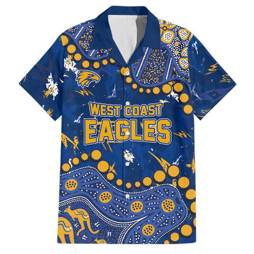 Personalized West Coast Eagles Family Matching Short Sleeve Bodycon Dress and Hawaiian Shirt Aboriginal Pattern with Graffiti Style