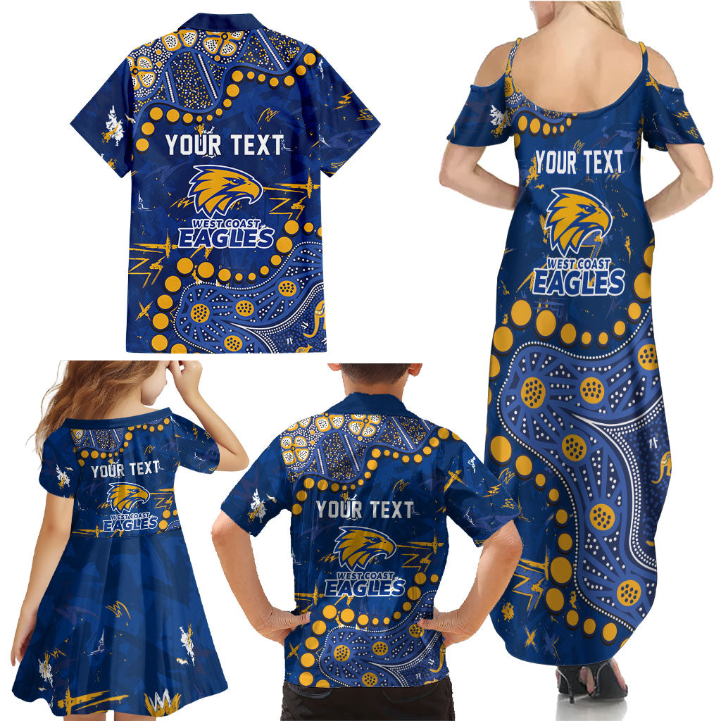 Personalized West Coast Eagles Family Matching Summer Maxi Dress and Hawaiian Shirt Aboriginal Pattern with Graffiti Style