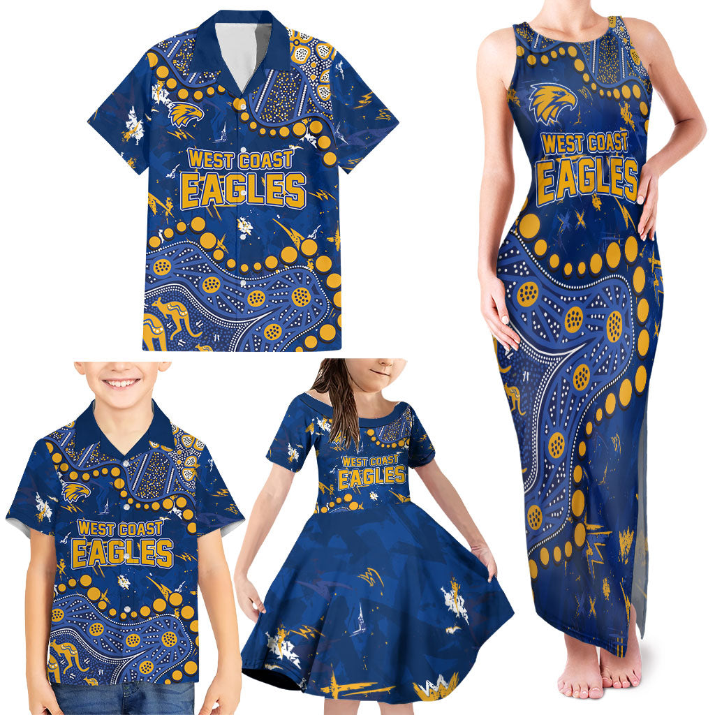 Personalized West Coast Eagles Family Matching Tank Maxi Dress and Hawaiian Shirt Aboriginal Pattern with Graffiti Style