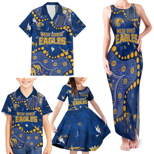 Personalized West Coast Eagles Family Matching Tank Maxi Dress and Hawaiian Shirt Aboriginal Pattern with Graffiti Style