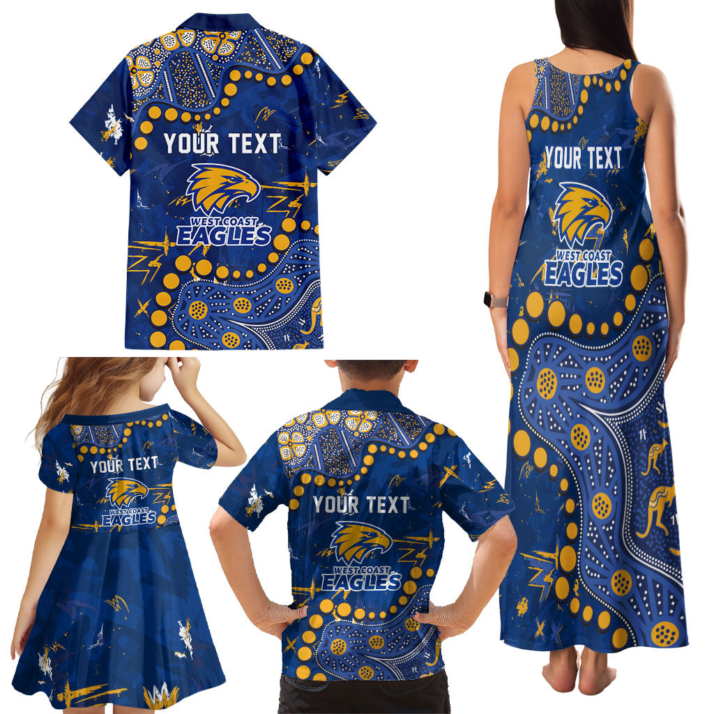 Personalized West Coast Eagles Family Matching Tank Maxi Dress and Hawaiian Shirt Aboriginal Pattern with Graffiti Style