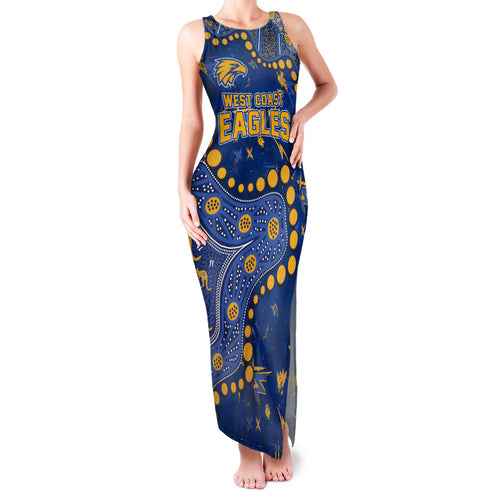 Personalized West Coast Eagles Family Matching Tank Maxi Dress and Hawaiian Shirt Aboriginal Pattern with Graffiti Style