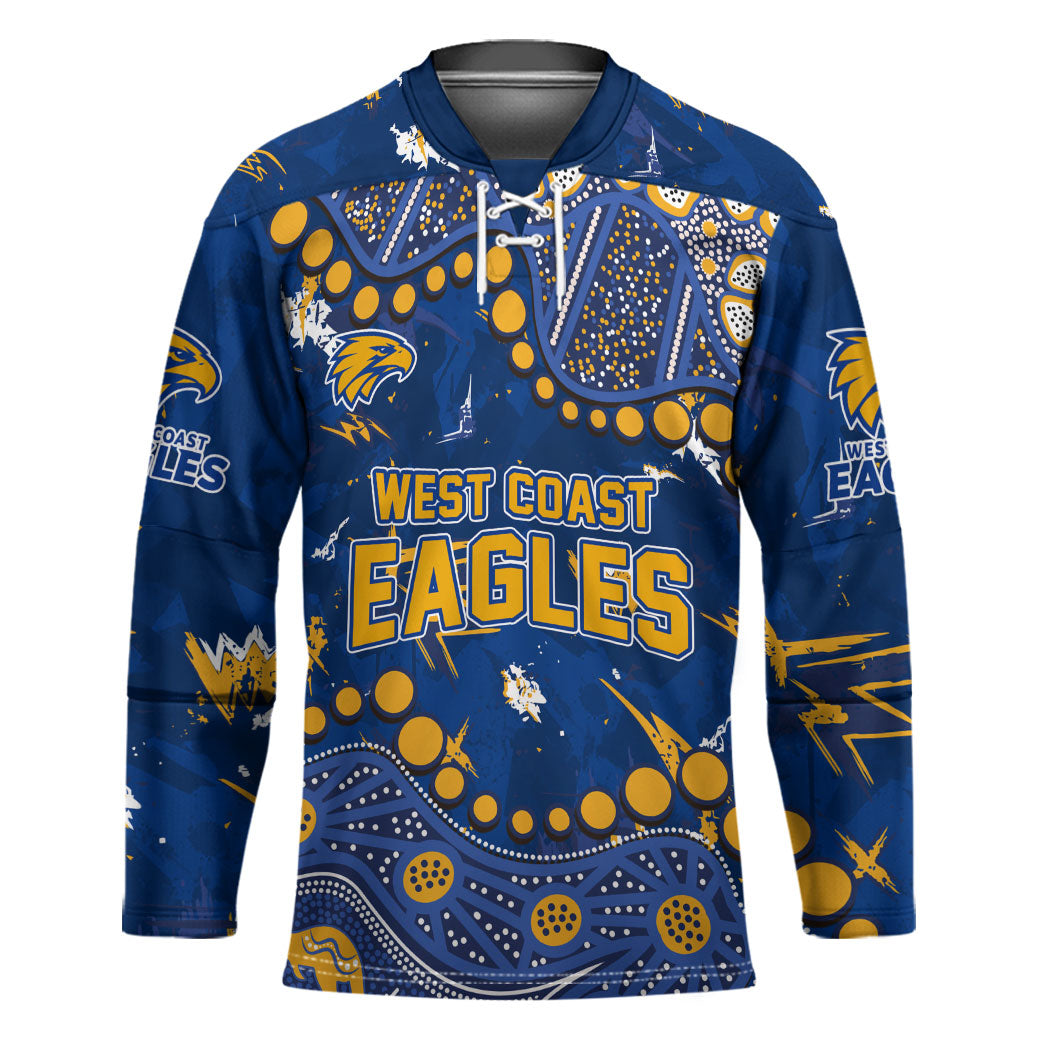 Personalized West Coast Eagles Hockey Jersey Aboriginal Pattern with Graffiti Style