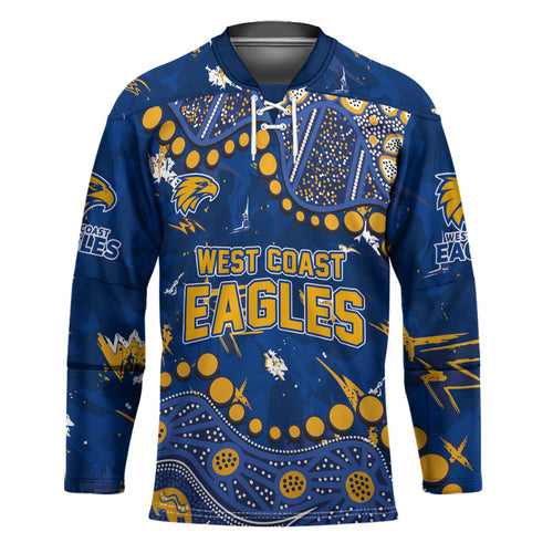 Personalized West Coast Eagles Hockey Jersey Aboriginal Pattern with Graffiti Style