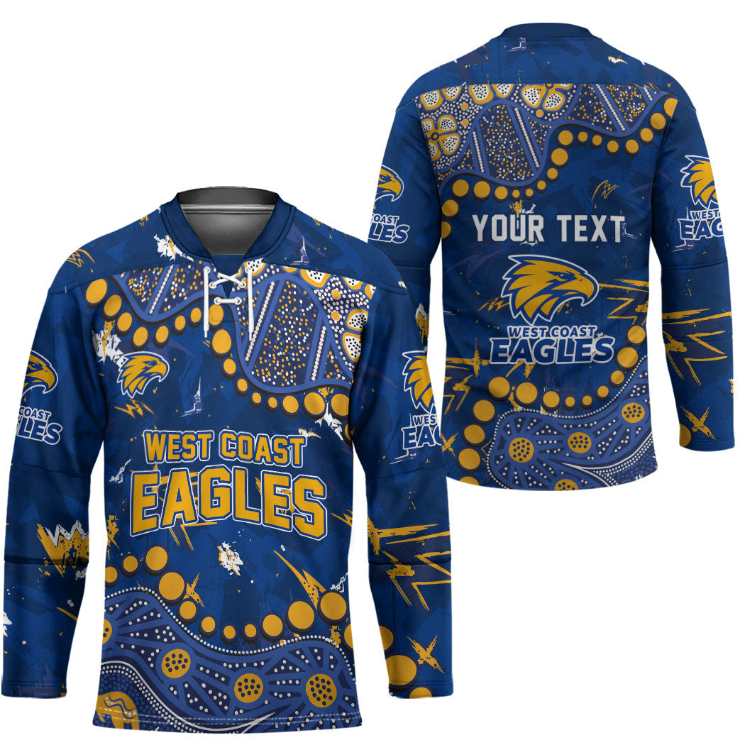 Personalized West Coast Eagles Hockey Jersey Aboriginal Pattern with Graffiti Style