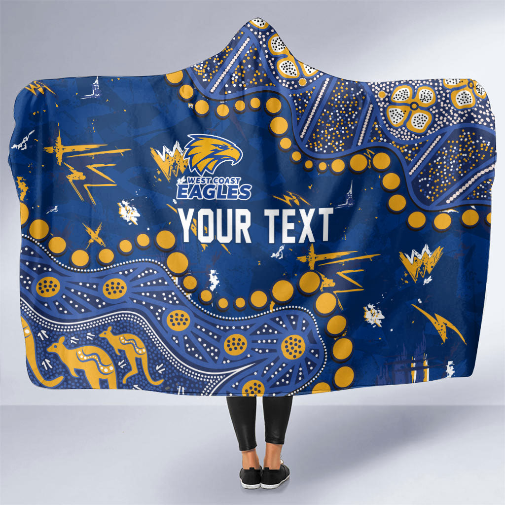 Personalized West Coast Eagles Hooded Blanket Aboriginal Pattern with Graffiti Style