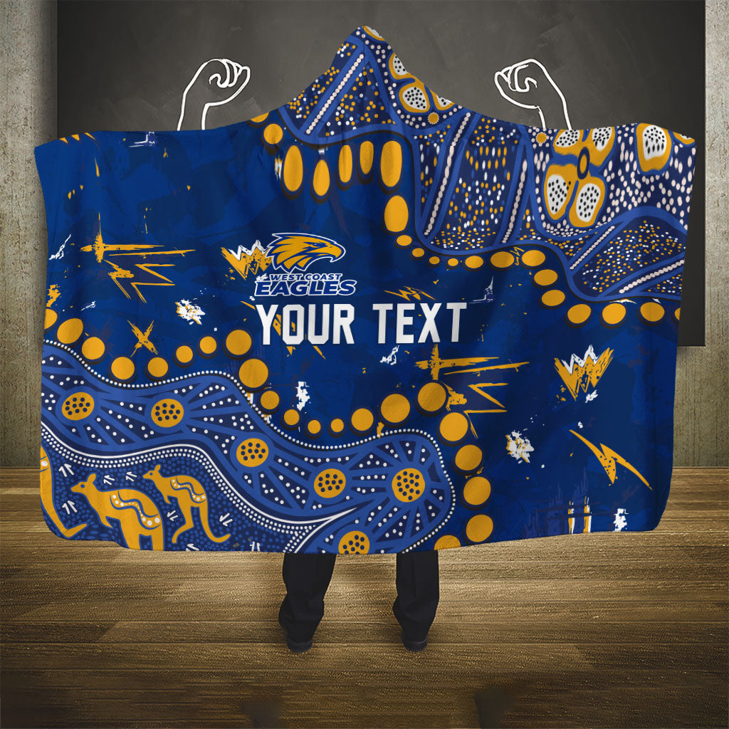 Personalized West Coast Eagles Hooded Blanket Aboriginal Pattern with Graffiti Style