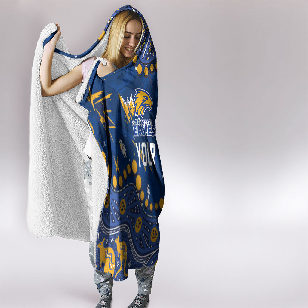 Personalized West Coast Eagles Hooded Blanket Aboriginal Pattern with Graffiti Style