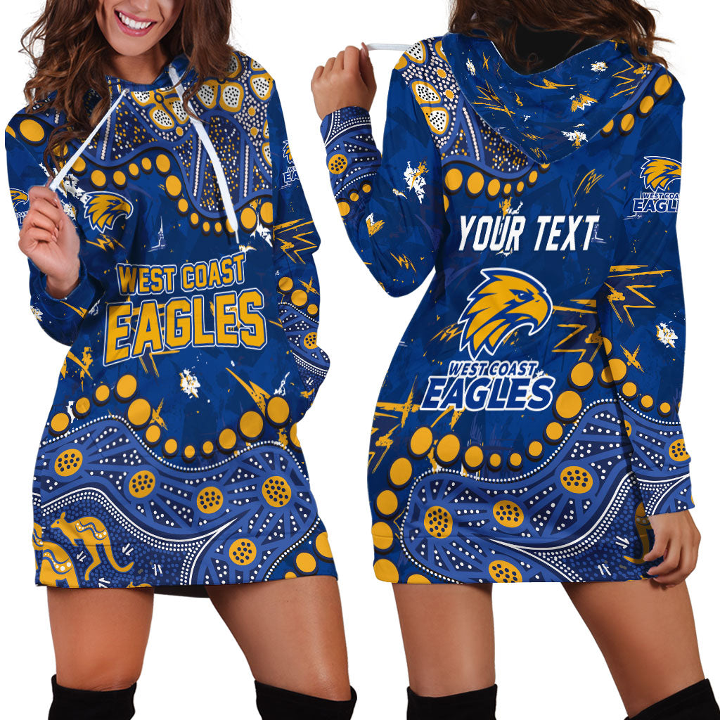 Personalized West Coast Eagles Hoodie Dress Aboriginal Pattern with Graffiti Style