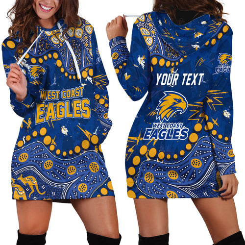 Personalized West Coast Eagles Hoodie Dress Aboriginal Pattern with Graffiti Style