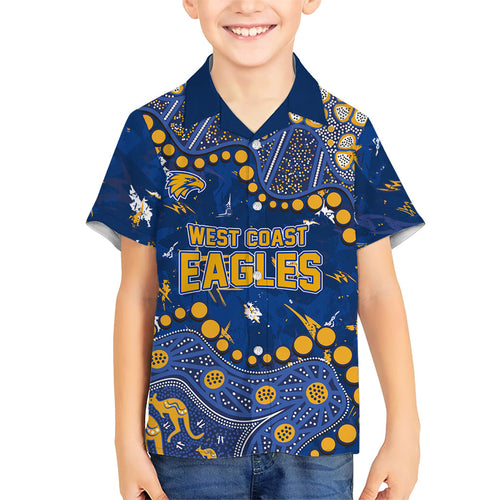 Personalized West Coast Eagles Kid Hawaiian Shirt Aboriginal Pattern with Graffiti Style