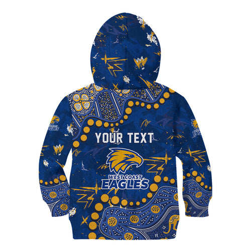 Personalized West Coast Eagles Kid Hoodie Aboriginal Pattern with Graffiti Style