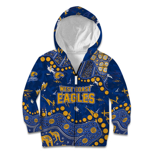 Personalized West Coast Eagles Kid Hoodie Aboriginal Pattern with Graffiti Style