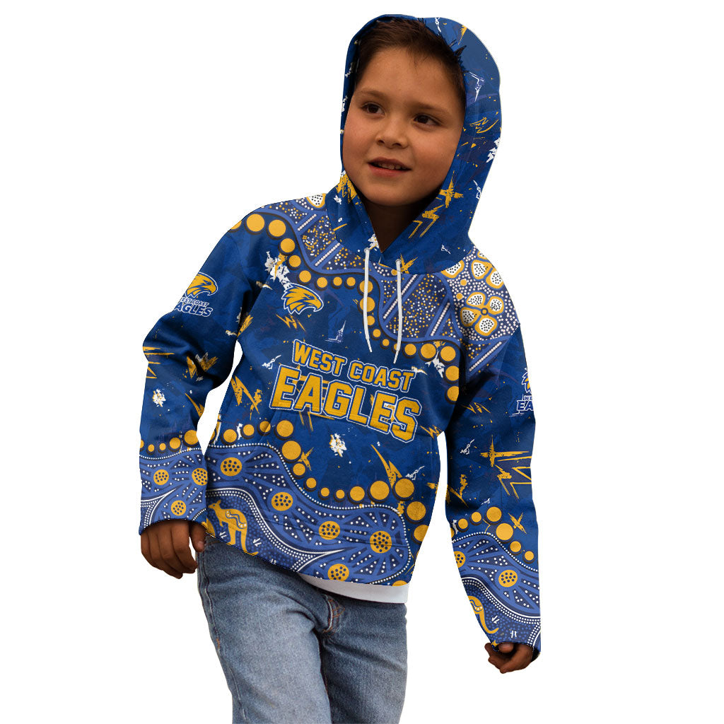 Personalized West Coast Eagles Kid Hoodie Aboriginal Pattern with Graffiti Style