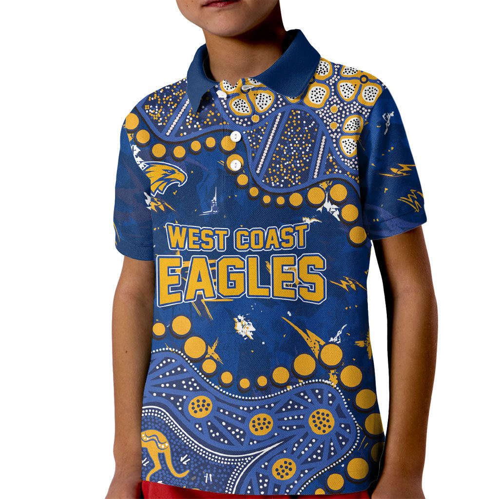 Personalized West Coast Eagles Kid Polo Shirt Aboriginal Pattern with Graffiti Style