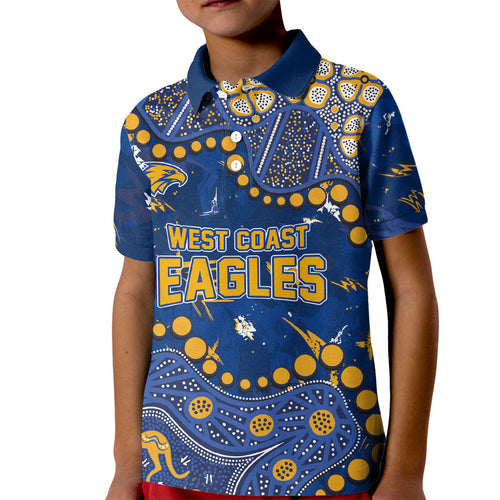 Personalized West Coast Eagles Kid Polo Shirt Aboriginal Pattern with Graffiti Style