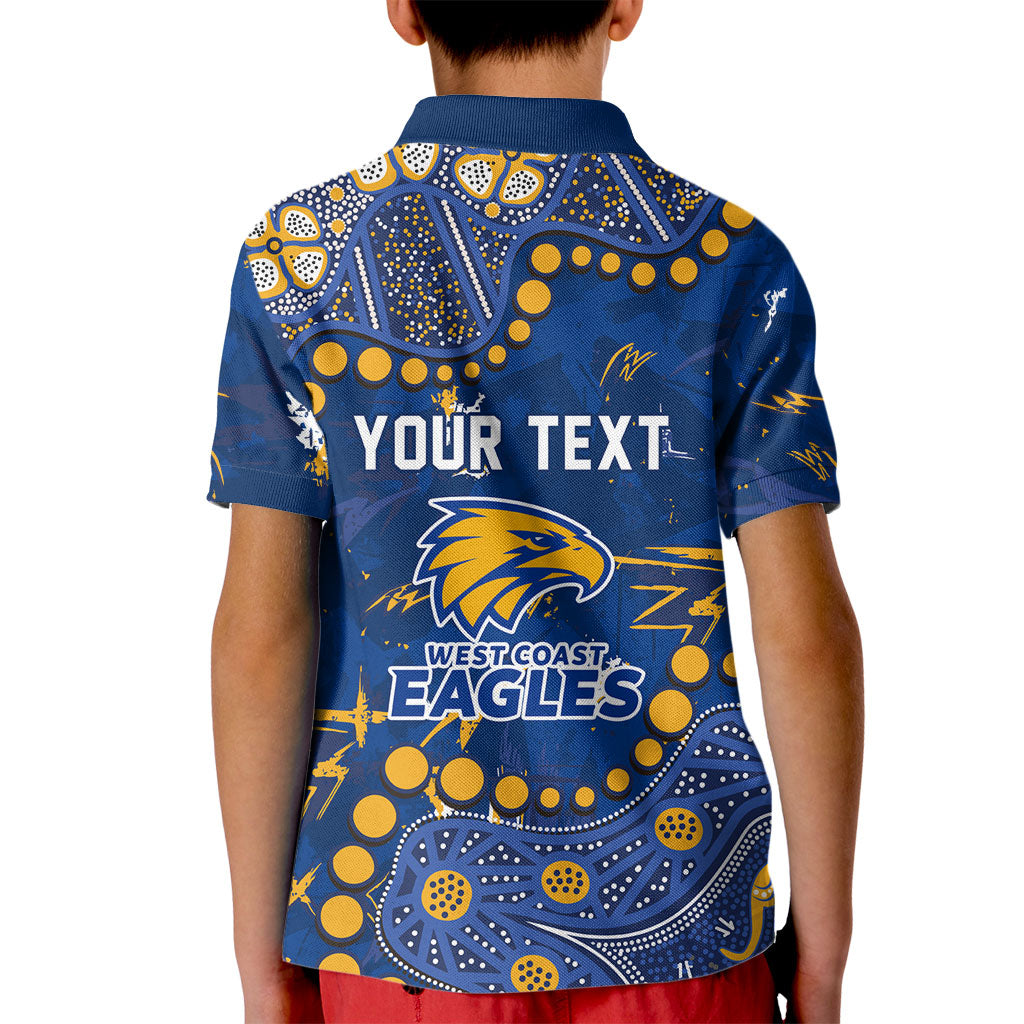 Personalized West Coast Eagles Kid Polo Shirt Aboriginal Pattern with Graffiti Style