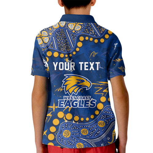 Personalized West Coast Eagles Kid Polo Shirt Aboriginal Pattern with Graffiti Style