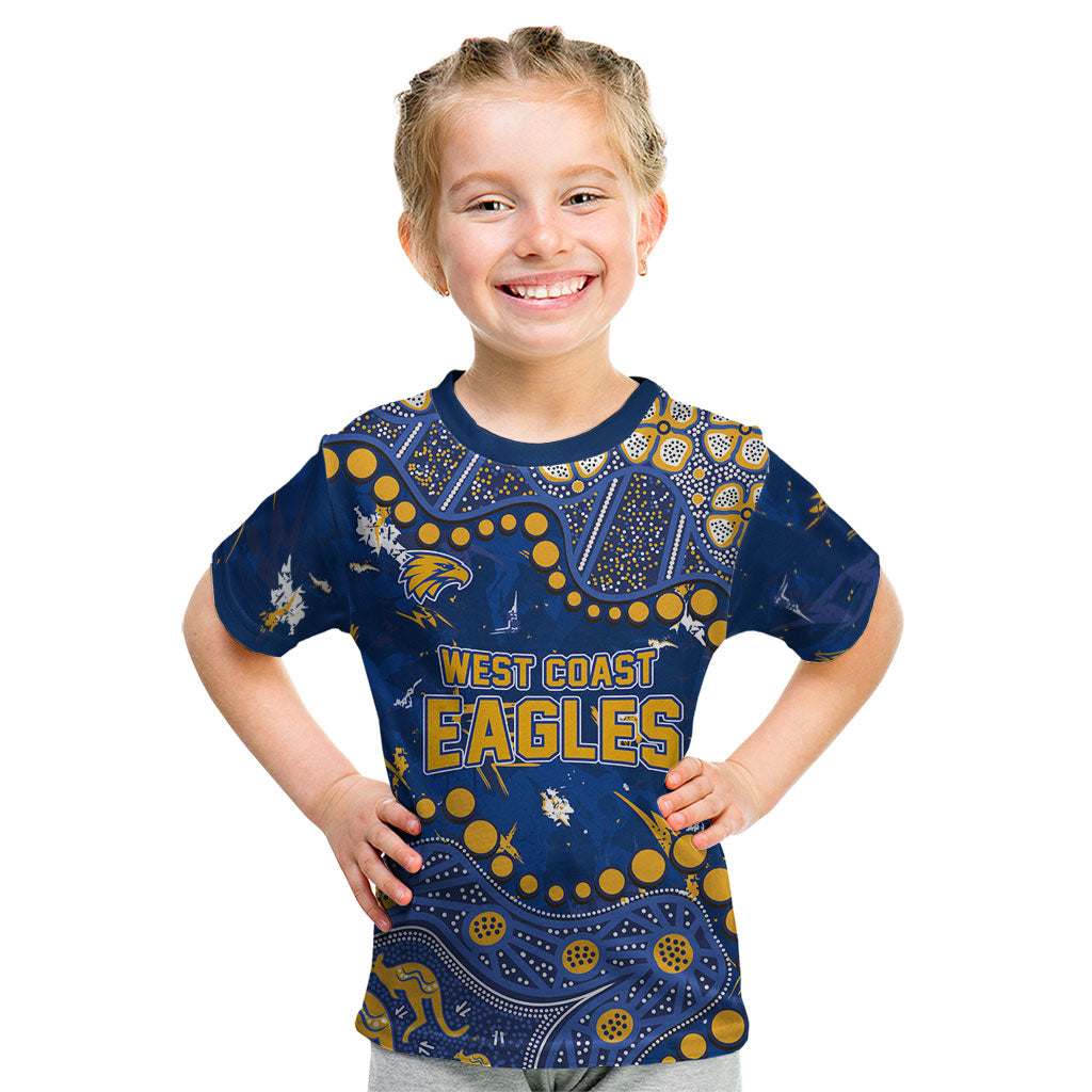 Personalized West Coast Eagles Kid T Shirt Aboriginal Pattern with Graffiti Style