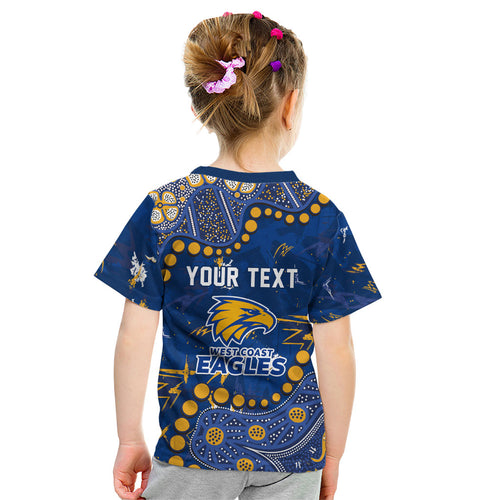 Personalized West Coast Eagles Kid T Shirt Aboriginal Pattern with Graffiti Style