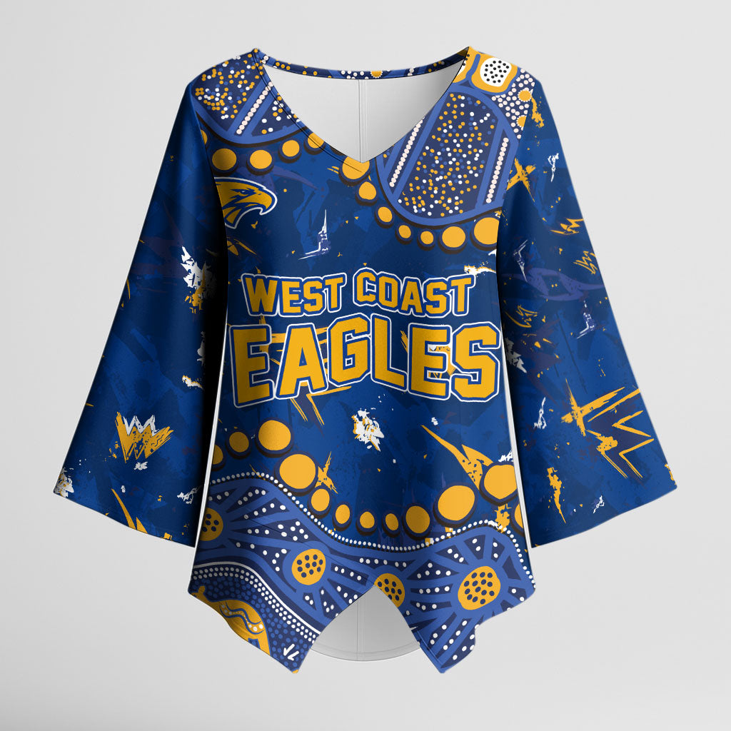Personalized West Coast Eagles Kimono Sleeve Blouse Aboriginal Pattern with Graffiti Style