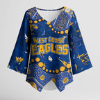 Personalized West Coast Eagles Kimono Sleeve Blouse Aboriginal Pattern with Graffiti Style