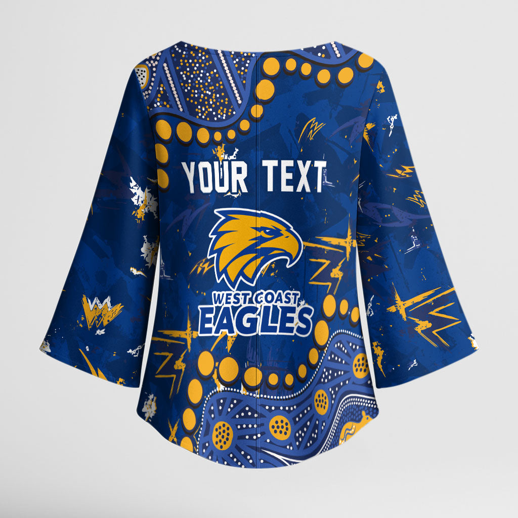 Personalized West Coast Eagles Kimono Sleeve Blouse Aboriginal Pattern with Graffiti Style