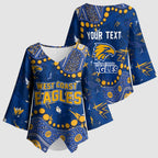 Personalized West Coast Eagles Kimono Sleeve Blouse Aboriginal Pattern with Graffiti Style