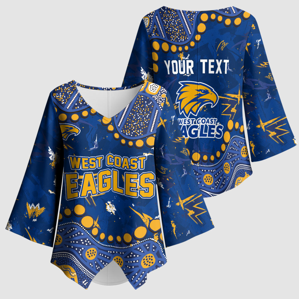 Personalized West Coast Eagles Kimono Sleeve Blouse Aboriginal Pattern with Graffiti Style