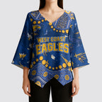 Personalized West Coast Eagles Kimono Sleeve Blouse Aboriginal Pattern with Graffiti Style
