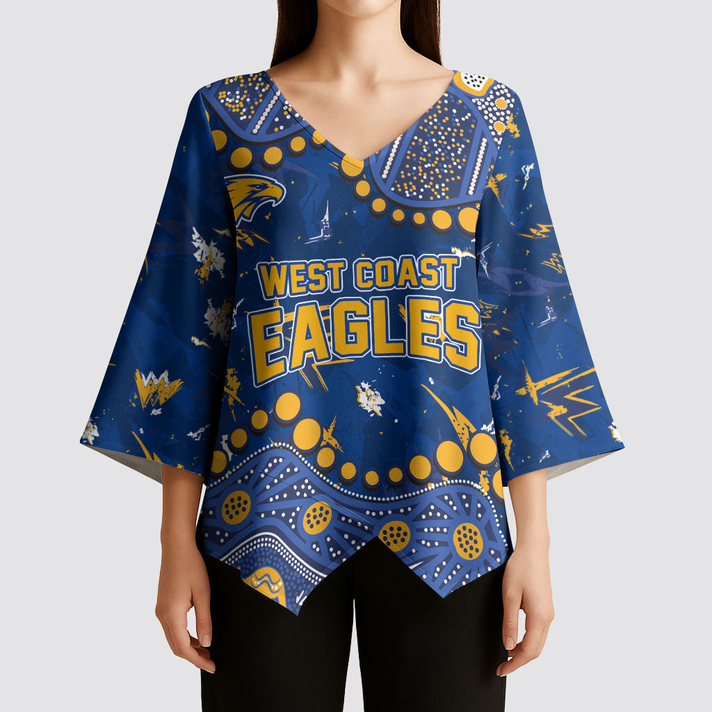 Personalized West Coast Eagles Kimono Sleeve Blouse Aboriginal Pattern with Graffiti Style