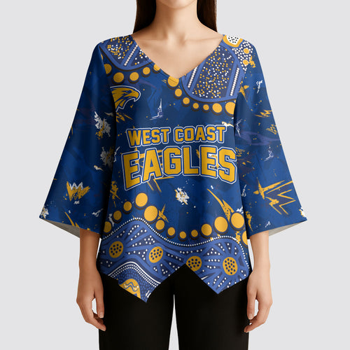 Personalized West Coast Eagles Kimono Sleeve Blouse Aboriginal Pattern with Graffiti Style