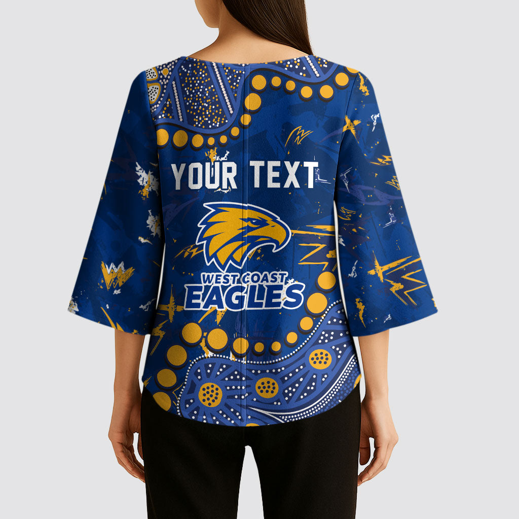 Personalized West Coast Eagles Kimono Sleeve Blouse Aboriginal Pattern with Graffiti Style