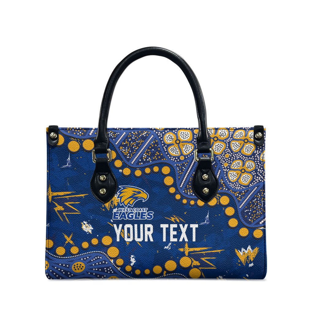 Personalized West Coast Eagles Leather Bag Aboriginal Pattern with Graffiti Style