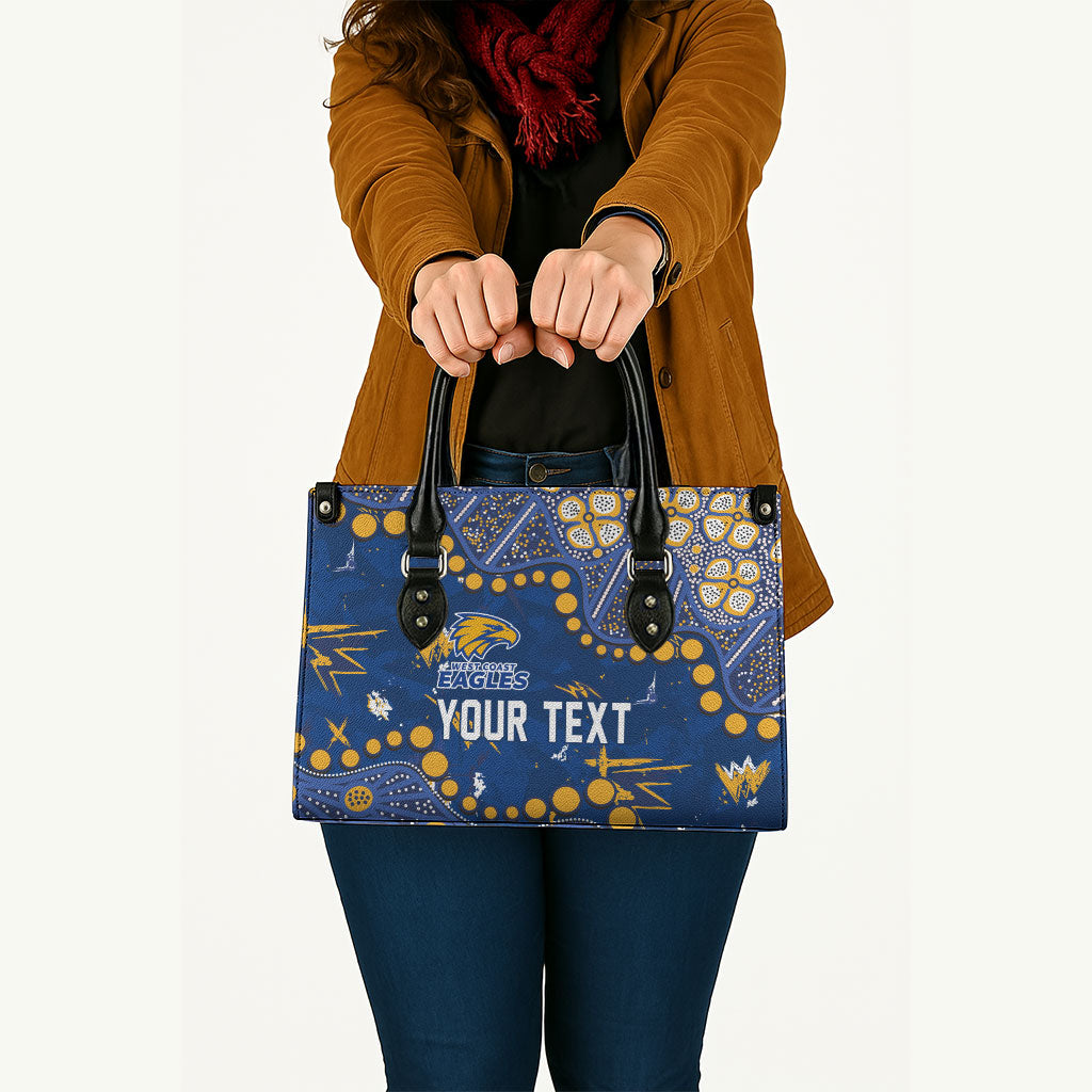 Personalized West Coast Eagles Leather Bag Aboriginal Pattern with Graffiti Style