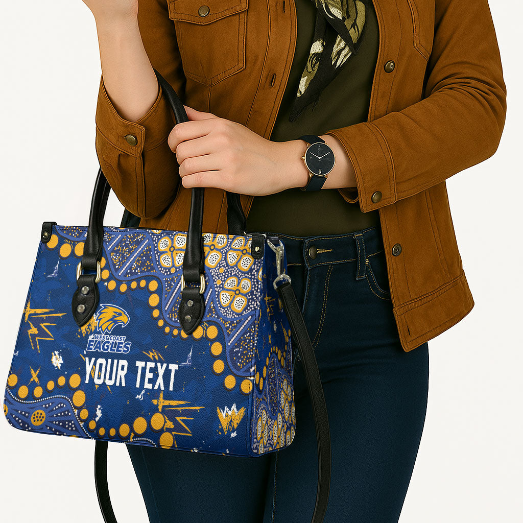 Personalized West Coast Eagles Leather Bag Aboriginal Pattern with Graffiti Style