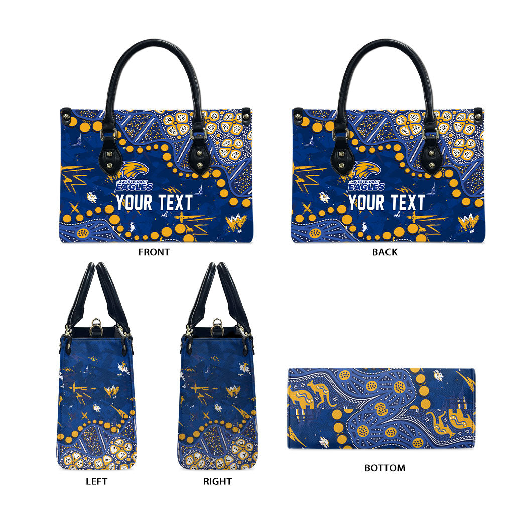 Personalized West Coast Eagles Leather Bag Aboriginal Pattern with Graffiti Style