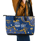 Personalized West Coast Eagles Leather Tote Bag Aboriginal Pattern with Graffiti Style
