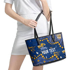 Personalized West Coast Eagles Leather Tote Bag Aboriginal Pattern with Graffiti Style