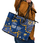 Personalized West Coast Eagles Leather Tote Bag Aboriginal Pattern with Graffiti Style