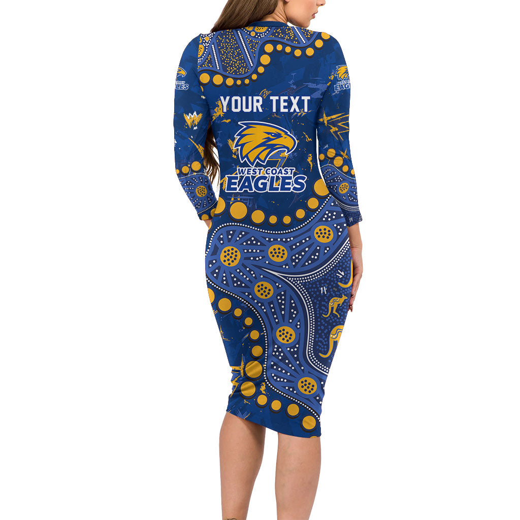 Personalized West Coast Eagles Long Sleeve Bodycon Dress Aboriginal Pattern with Graffiti Style